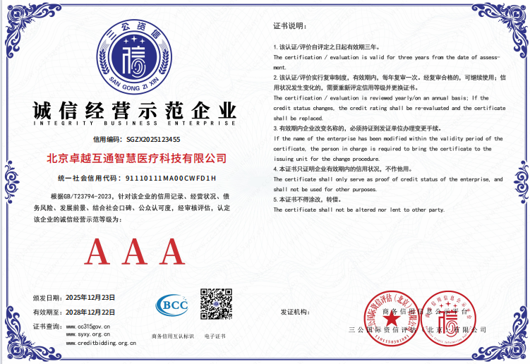 诚信经营示范企业证书